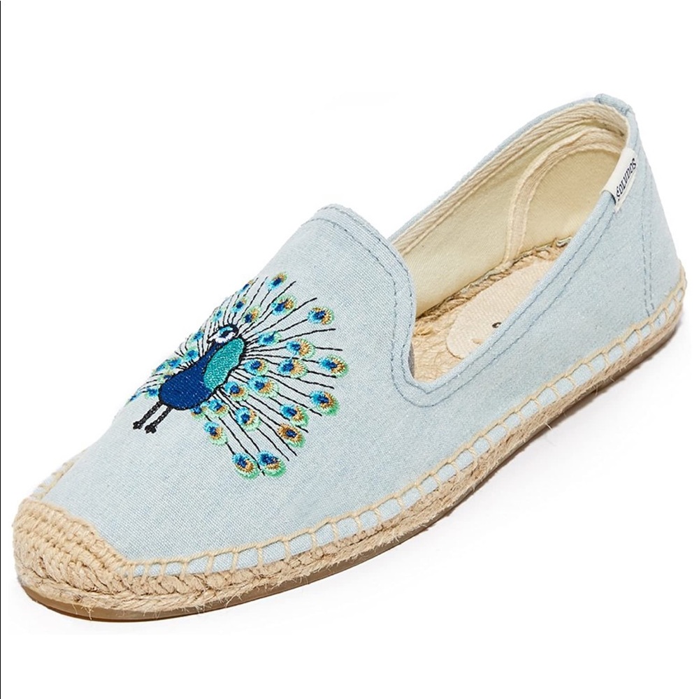 Soludos Peacock Smoking Slippers Espadrilles NIB